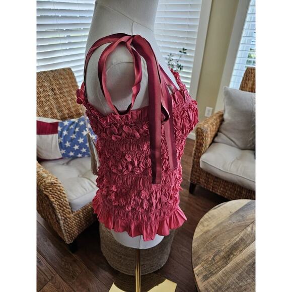 Ulla Johnson Ayan Smocked Top Women's Size 12 NWT Handmade Designer - Picture 3 of 14